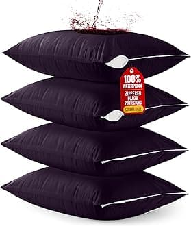 Utopia Bedding 4 Pack Waterproof Pillow Protectors with Zipper Standard Size (Purple), Bed Bug and Dust Mite Proof Pillow case Covers, Moisture Wicking Pillow Encasements 20 x 26 Inches