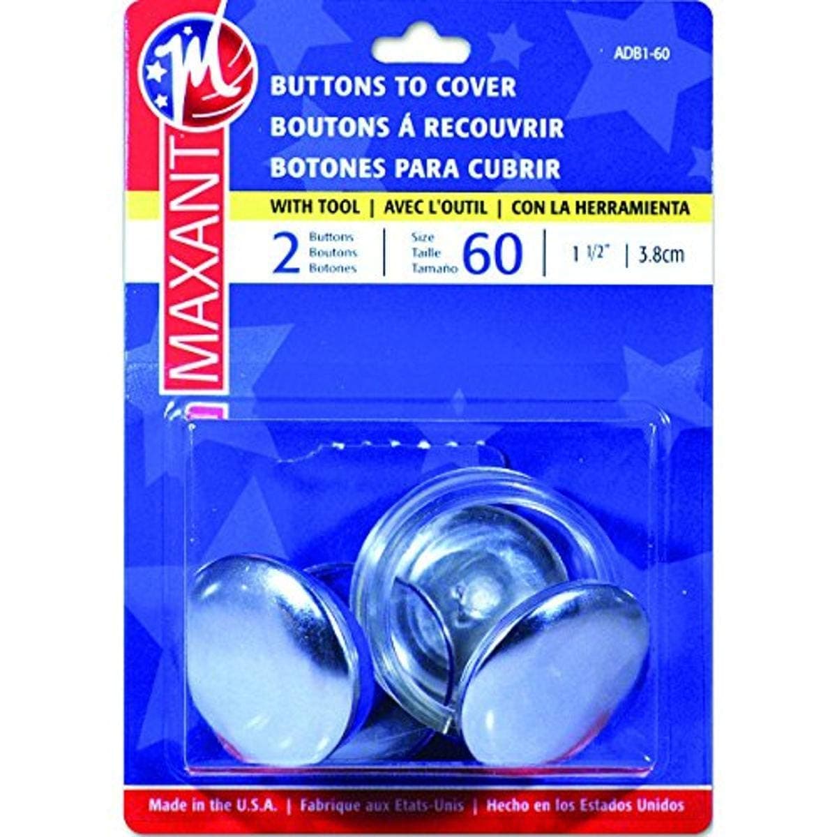 Maxant Button Cover Button Kit-Size 60 1-1/2" 2/Pkg