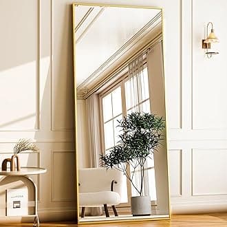 GLSLAND 68" x 24" Full Length Mirror - Rectangle Floor Mirrors Aluminum Alloy Frame Full Body Mirror for Bedroom, Living Room, Cloak Room, Gold