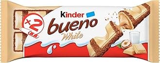 Kinder Bueno White Chocolate Bar in Wafer with Hazelnut Cream, 39g