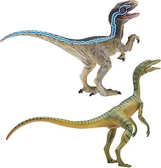 Gemini&Genius Velociraptor Compsognathus Dinosaur Toys, Dinosaur Action Figures with Moveable Jaw and Hands, Realistic Dinos Toys, Great Gift for Kids or Dino Lovers Collection and Display
