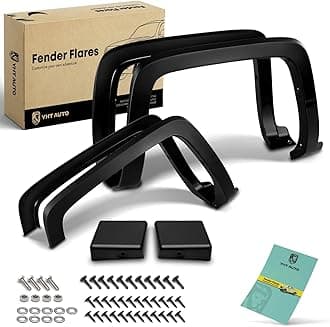 YHTAUTO OE Factory Style Fender Flares w/Hardware Kit Replacement for Chevy Silverado 1500 2014-2018, Silverado 2500 HD/3500 HD 2015-2019, Not for Dually Models, Black Flare Set of 4, Front & Rear