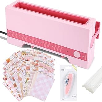 Thermal Binding Machine Kit Includes 110v Cinch Binding Machine Double Sided Tape Dots 20 Glue Strips 50 Scrapbook Paper for DIY Journals Notebooks Photo Books Documents(Pink,Vivid)