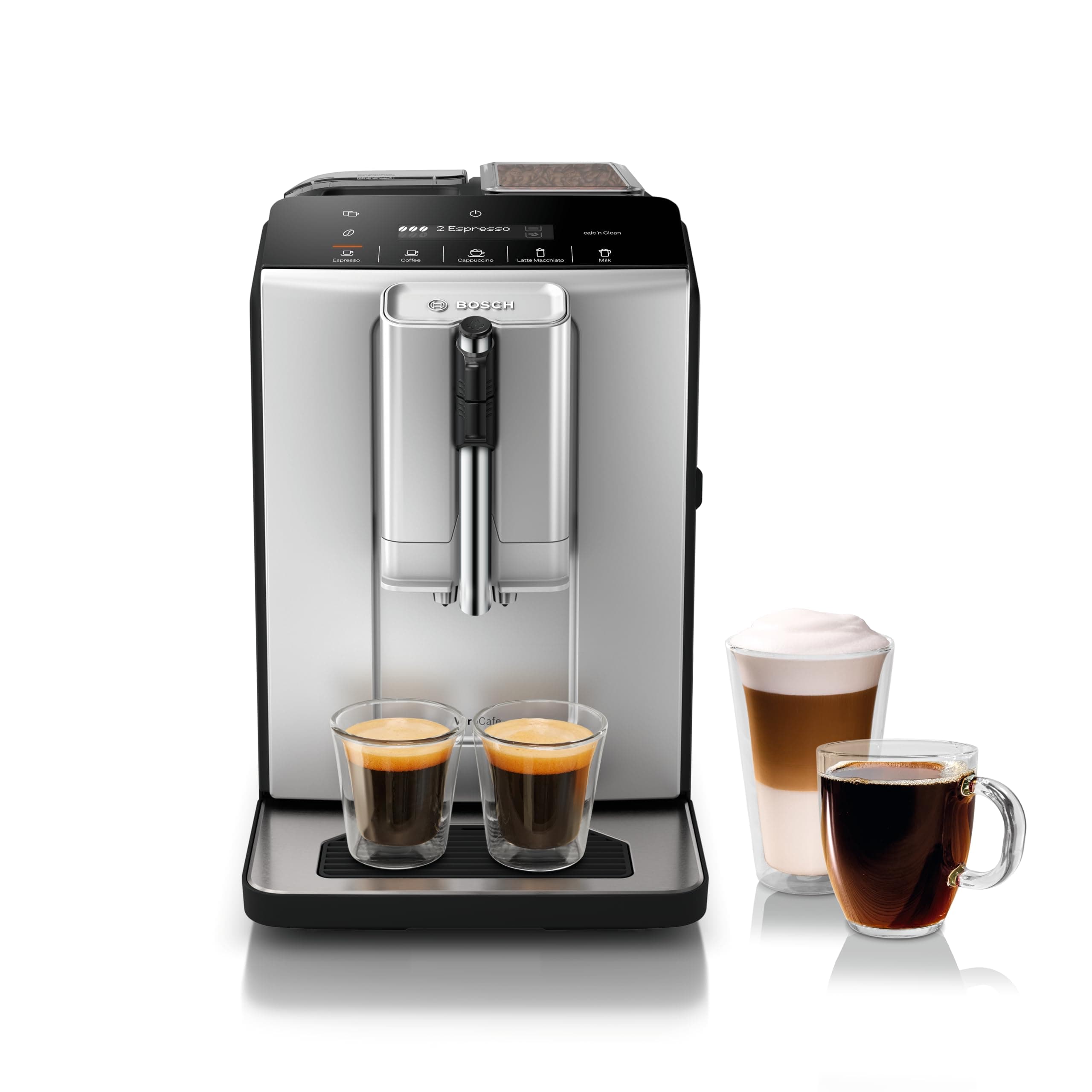 Fully Automatic Coffee and Espresso Machine - One-Touch Drinks, Barista Style, Double Cup Super Coffee Maker - Large Bean Capacity - Easy Clean, Maintenance - Black - TIU20307