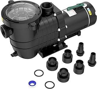 Seeutek 1.5 HP Pool Pump for Above Ground & Inground Pools – 6600 GPH Self-Priming, Dual Voltage (115V/230V), 60HZ Silent Operation, Includes Strainer Filter Basket.