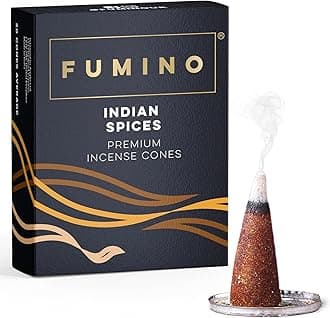 Fumino® Indian Spices Fresh Incense Cones 15 per Box Masala Agarbatti Joss Scent Fragrance for Relaxation and Meditation, Home and House Decor