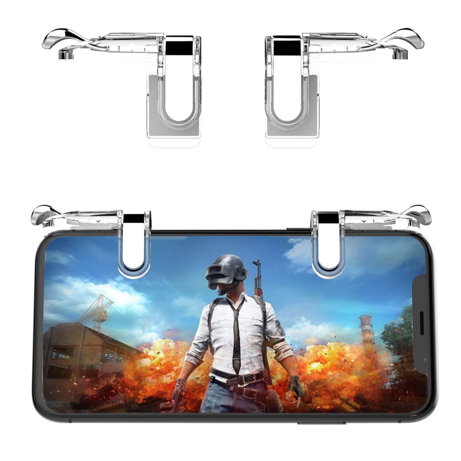 JEI Mobile Game Controller [Upgrade Version], Mechanical buttons, Sensitive Shoot and Aim Keys L1R1 compatible with PUBG/Knives Out/Rules of Survival, Mobile Gaming Joysticks for Android & IOS 1 Pair