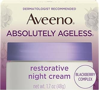 Aveeno Absolutely Ageless Restorative Night Cream Face & Neck Moisturizer with Antioxidant-Rich Blackberry Complex, Vitamin C & E, Hypoallergenic, Non-Greasy & Non-Comedogenic, 1.7 fl. oz