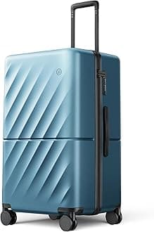 NINETYGOCarry On Suitcase, Checked Trunk Luggage with Double Spinner Wheels, Anti-Burst Zipper, Hard Case PC Suitcase Carry On, Lightweight Travel Luggage, TSA Approved, Topaz Blue, Checked 26-Inch