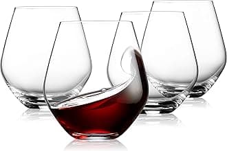 Godinger Wine Glasses, Stemless Goblet Beverage Cups, European Made - 18oz, SET OF 4