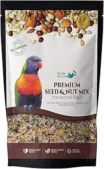 Premium Seed & Nut Mix Food for Medium Birds,Cockatiels,Caiques,Small Conure,Lories and Lorikeets,Poicephalus,Love Birds,Quakers (1000g)
