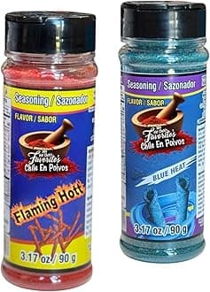 Blue Taki/Flaming Hott Flavored Chili Powder pack of 2 (2 Pack, Blue Taki Flavored, Flaming Hott Flavored)
