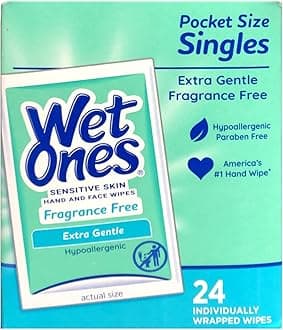 WET ONES Sensitive Skin Hand Wipes, Singles Extra Gentle Fragrance & Alcohol Free 24 ea