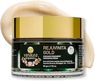 Vanaura Organics Rejuvinita Gold 32+ | Overnight Cream for Glowing Skin | Anti Ageing Night Cream for Women and Men | Pigmentation & Wrinkles | Tanning & Dullness | for 32-45 Age groups