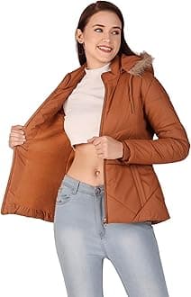 Brazo Girls and Women's Puffer Regular Fit Bomber Jacket For Winter Wear | Hooded Neck | Full Sleeve | Zipper | Casual Jacket For Woman & Girl | Western Stylish Jacket For Women