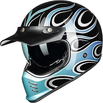 ILM Vintage Full Face Motorcycle Helmets for Adults Men Inner Visor Compatible for Moped ATV Cruiser Scooter DOT ECE ModelZ502(Fire Silver, S)