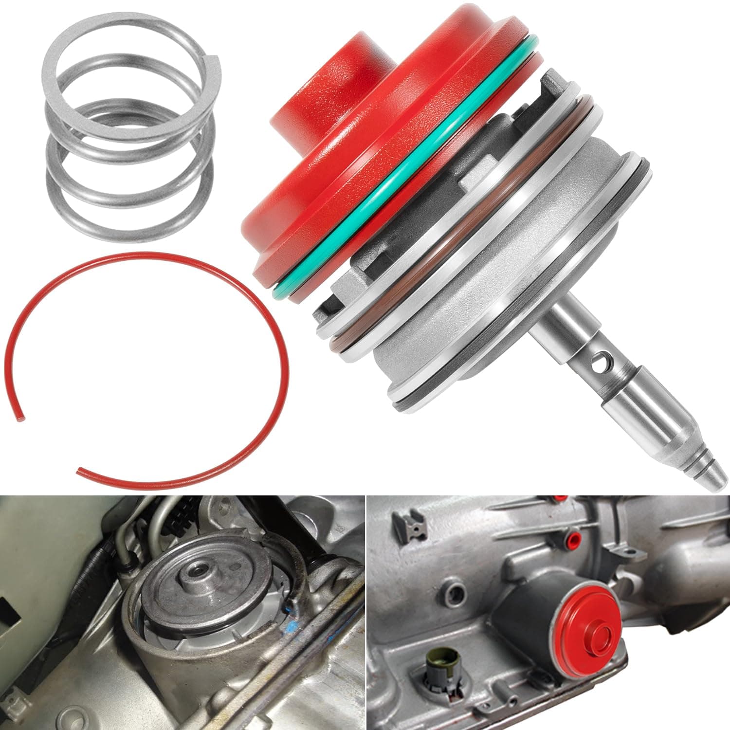 High Performance Servo Piston Assembly with Cover & Snap Ring Compatible with Corvette 700R4 4L65E 4L70E 4L60E 1982-2014 Red for GM Transmissions