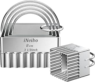 iNeibo Cookie Cutter Set, Square Cookie Cutters with Scalloped Edges, Cookies Cutter with Handle, Professional Pastry Dough Baking Cutter, Shapes Pastry Cutter