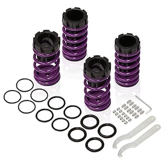 AJP Distributors Height Adjustable Suspension Steel Lowering Spring Coilover Aluminum Scaled Sleeves Kit Purple Black Compatible/Replacement For Eclipse Sentra Corolla 89 90 91 92 93 94 95 96 97 98 99