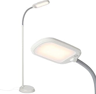 Brightech Litespan LED 2nd Edition Reading Floor Lamp with Cool, Soft & Warm White LED's - Built-in Dimmer - Adjustable Design Pivots in Any Direction - Energy Saving 12 Watts - Alpine White