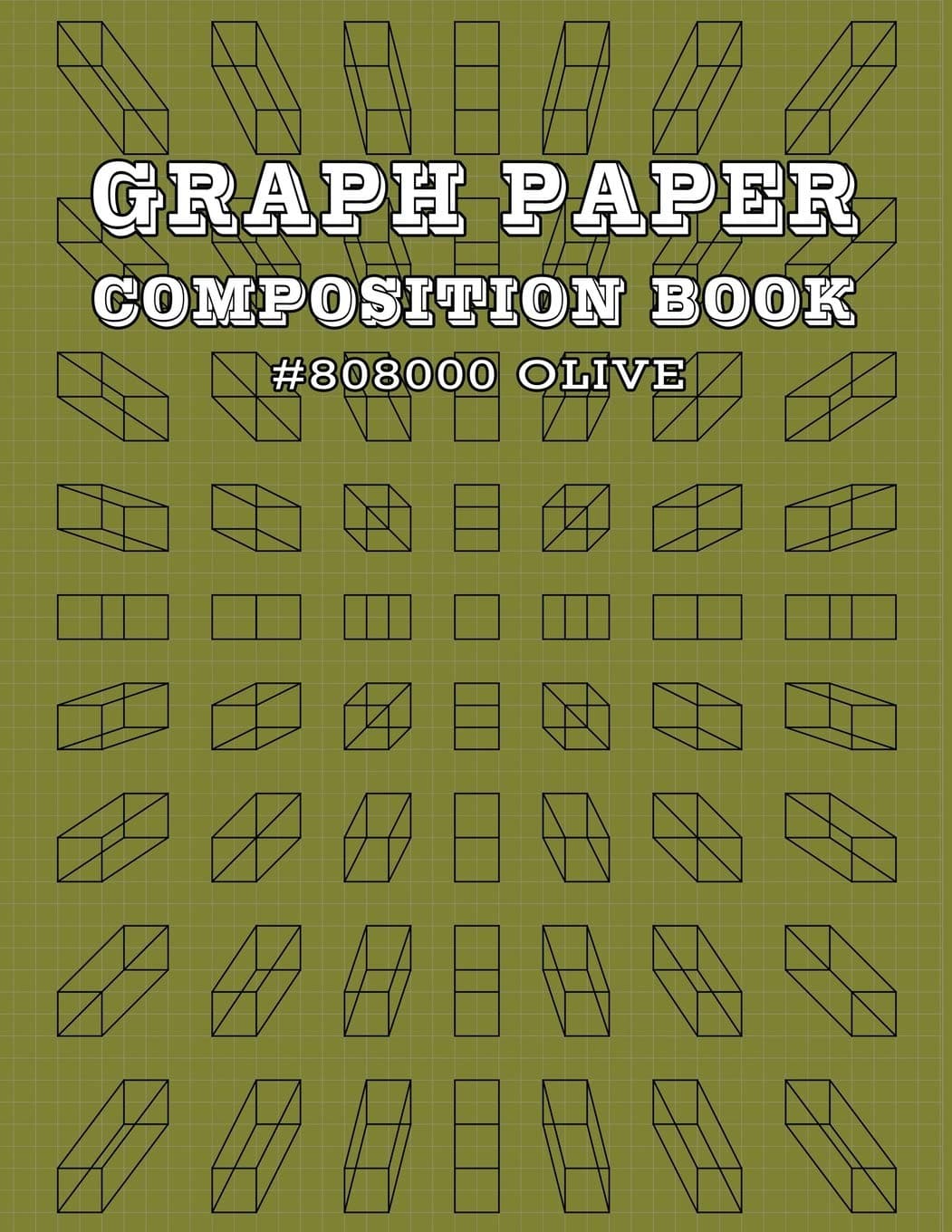 Graph Paper and Lined Paper Notebook For Math and Science Composition Notebooks For Students Teachers - 8.5" x 11" Quad Ruled 5 Squares Per Inch - HTML Color Name - Olive