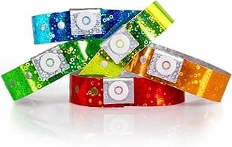 - 500 WristCo Variety Pack Holographic Plastic Wristbands for Events – Extended Wear, Glowing Color Prevents Reuse – Premium-Grade Bracelets for Hospital & Medical ID, Party & VIP Identification