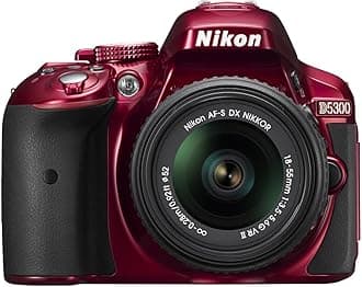 Nikon D5300 24.2 MP CMOS Digital SLR Camera with 18-55mm f/3.5-5.6G ED VR II Auto Focus-S DX NIKKOR Zoom Lens (Red)