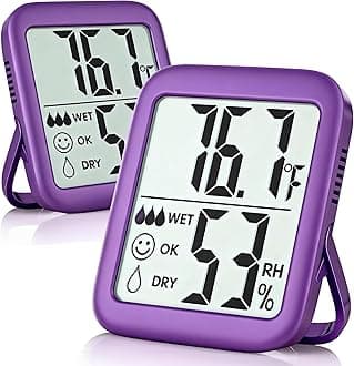 Antonki 2 Pack Room Thermometer for Home, Hygrometer Indoor Humidity Meter Gauge, Digital Temperature and Humidity Monitor Sensor for House, Terrarium, Incubator, Greenhouse - Battery Included