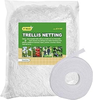 All-Weather Trellis Netting Mesh Plant Garden Vine Growing Flexible String Net (6" Mesh ployester, 5' Wx 15'L)