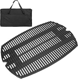 BBQ-PLUS 7584 Cast Iron Cooking Grate for Weber Q300 Q320 Q3000 Q3200 57060001 586002 Grill Accessories,Grill Grate Replacement for Weber 7646,25 x 17.8 with Carry Bag