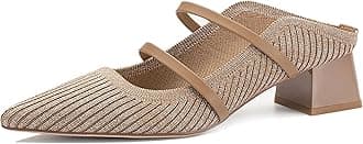 Women's Pointed Toe Mules - Chunky Heel Slide Sandals for Women, Comfortable Commute Shoes, Open Back Summer Slippers, Casual Dressy Loafers