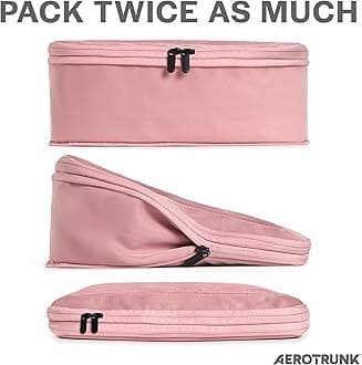 Aerotrunk Compression Packing Cubes for Travel - Luggage Organizer Bags - Double Zipper Packing Cubes for Suitcases (6-Pack, Pink)