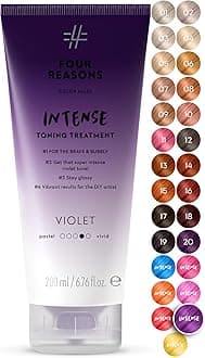 Four Reasons Color Mask INTENSE Violet (27 Colors) - Intensive Toning Treatment - Color Depositing Conditioner – Semi Permanent Purple Hair Dye for Lightened and Colored Hair– 100% Vegan, 6.76 fl oz