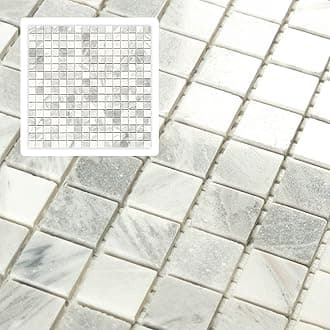 6 Sheet Jazz White Gray Marble Square Mosaic backsplash Tile, Polished Shower Room Floor and Wall Tile