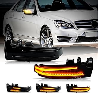D-Lumina Dynamic LED Side Mirror Sequential Turn Signal Lights Smoked Lens for Merce-des Benz A/B/C/E/S/CLA/GLA/GLK/CLS Class W204 W176 W212 W246 W221 C250 C300 C350, Side Marker Blinkers Mirror Light