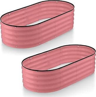 Plant & Plot Galvanized Raised Garden Beds Outdoor // 4×2×1 ft (2-Pack) Planter Raised Beds for Gardening, Vegetables, Flowers // Large Metal Garden Box (Pink) // Patent Pending Tool-Free Assembly