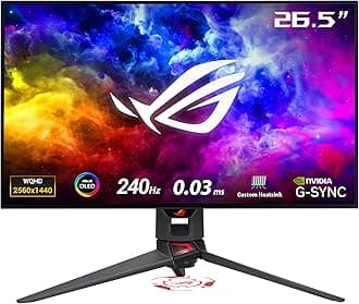 ASUS ROG Swift 27"1440P OLED DSC Gaming Monitor (PG27AQDM) - QHD (2560x1440), 240Hz, 0.03ms, G-SYNC Compatible, Anti-Glare Micro-Texture Coating, 99% DCI-P3, True 10-bit, DisplayPort