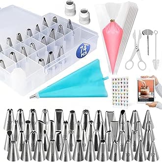 74pcs Frosting Piping Tips Set, Piping Bag With Nozzle, Stainless Steel With Reusable Icing Piping Bags For Making Pastries, Cookies, Cakes, Beginner Baking Supplies Cake Decorating Tools