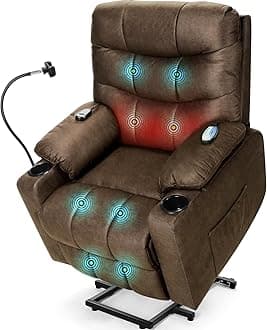 HomdoxPower Lift Recliner Chair for Elderly, Electric Lift Chair with Assist Function and Heated Vibration Massage, Heavy Duty Remote Control Reclining Sofa with Phone Holder for Living Room