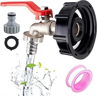 1/2" Brass IBC Tank Fittings, Leakproof Water Butt Tap with Hose Connector, Garden Tap and Outside Tap Kit for Rainwater Collection and Storage Use
