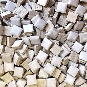 15mm White Mini Ceramic Floor Tile Mosaic Tiles for Crafts, Colorful Ceramic Mosaic Pieces Art Making Supplies for Bathroom Flower Pot Outdoor Tables Coasters - 200g