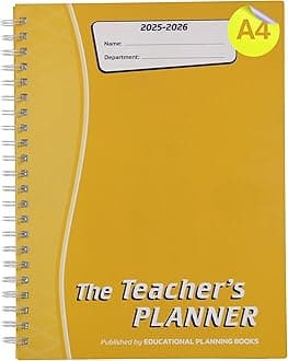 Educational Planning Books - The Teachers Planner 2025-26 | (A4, 10 Periods) | Page-a-Day & Undated, with Dedicated Pages for Year Planning, Exams, Marking, Contacts, and more - Yellow (TP5-Y)