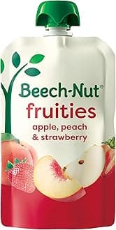 Baby Food Pouches, Peach Apple Strawberry Fruit Puree Baby & Toddler Food, 3.5 oz (12 Pack)