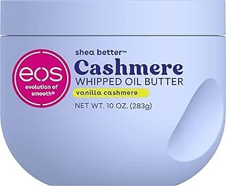 eos Cashmere Whipped Oil Body Butter, Vanilla Cashmere, 72 Hour Weightless Moisture For Dry Skin, Rich Formula and Deep Hydration, 10 oz
