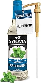 Sugar Free Peppermint Syrup for Coffee, Flavored Syrup for Drinks, Lattes, and Desserts – 25.4 fl oz, With Pump