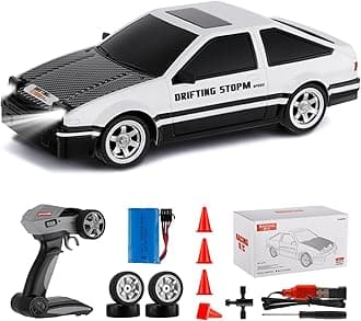 GoolRC RC Drift Car, 1:16 Scale Remote Control Car, 4WD RC Cars, 30KM/H High Speed RC Racing Car with LED Lights, and Drifting Tire for Kids and Adults (White)