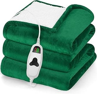 greenoak Heated Blanket Electric Throw 50"X60", Heating Blanket with 10 Heat Levels 8 Hours Auto-Off,Fleece Soft Christmas Blanket,Gifts for Grandma Seniors Mom, Emerald Green