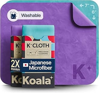 Koala Lens Cleaning Cloth | Japanese Microfiber | Glasses Cleaning Cloths | Eyeglass Lens Cleaner | Eyeglasses, Camera, VR/AR Headset, and Screen Cleaner | Blue & Purple (Pack of 2)