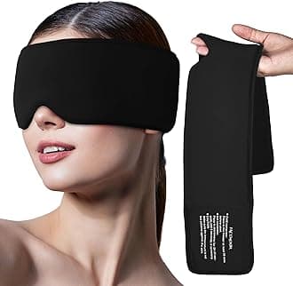 Migraines Puffy Eyes Relief Cooling Eye Mask: Cold Compress Ice Pack for eyes & forehead - Headache sinus after surgery dark circles therapy - FSA/HSA - Large Soft Thick Gel Comfortable flexible Black