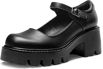 Women's Mary Janes Shoes Platform Dress Low Heel Chunky Pumps Round Toe Ankle Strap Pumps Shoes Oxfords Esther